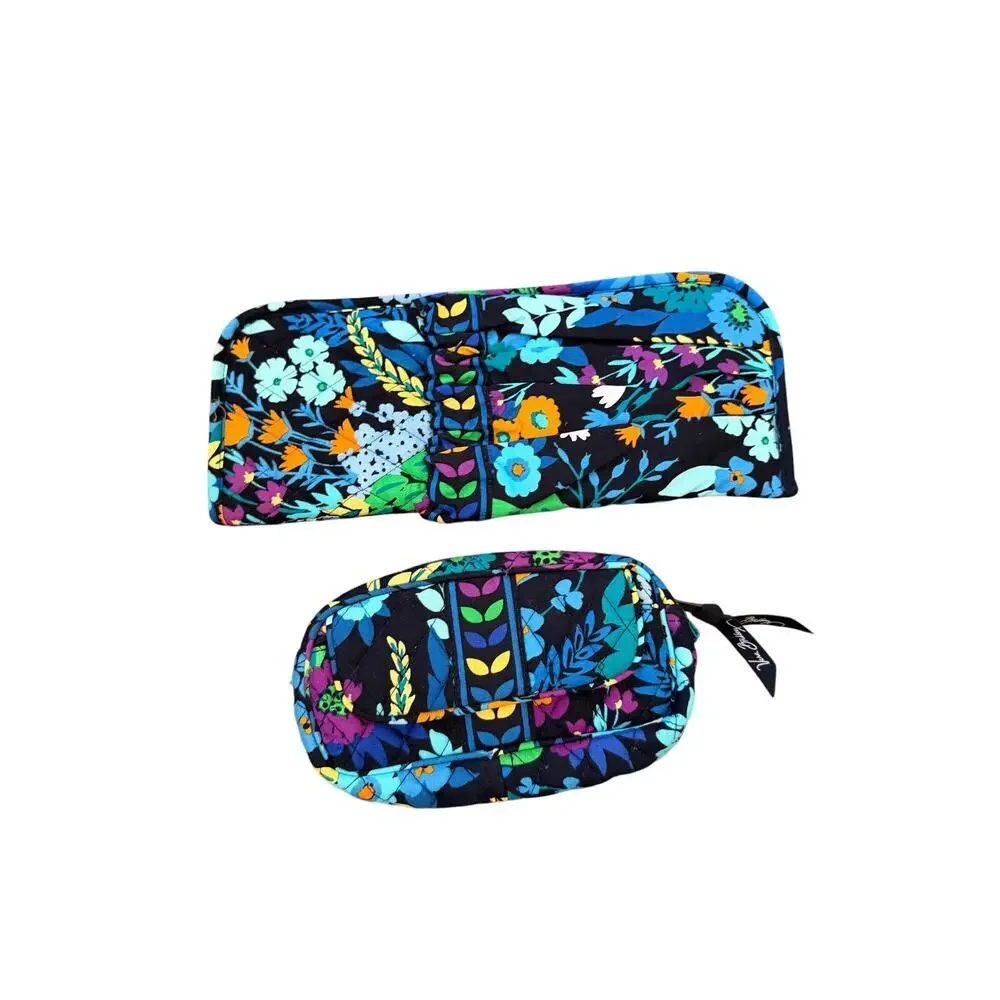 Vera Bradley Cosmetic Case Bag & Matching Case Daisy Paisley Rosey Garden Java
